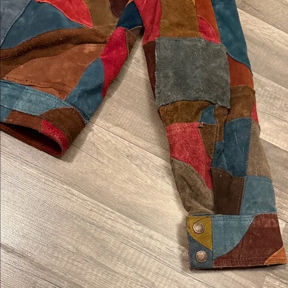 VINTAGE BadLeather Mens Sz 44 Multicolor Patchwork Leather Jacket